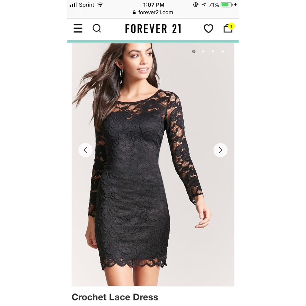 Black laced long sleeve forever 21 dress with tags